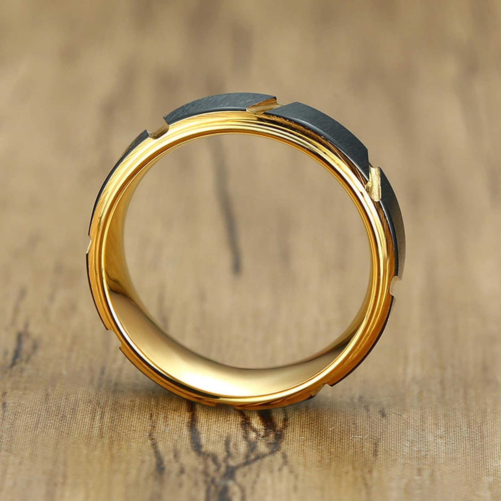 Epinki 2 Stück Partner Halsketten mit Gravur in Wolfram, Gebürstet Ringe Anhänger Pärchen Ketten, Schwarz Gold für Frauen & Männer, Breite 8mm - Herrenkette 60cm, Damenkette 50cm