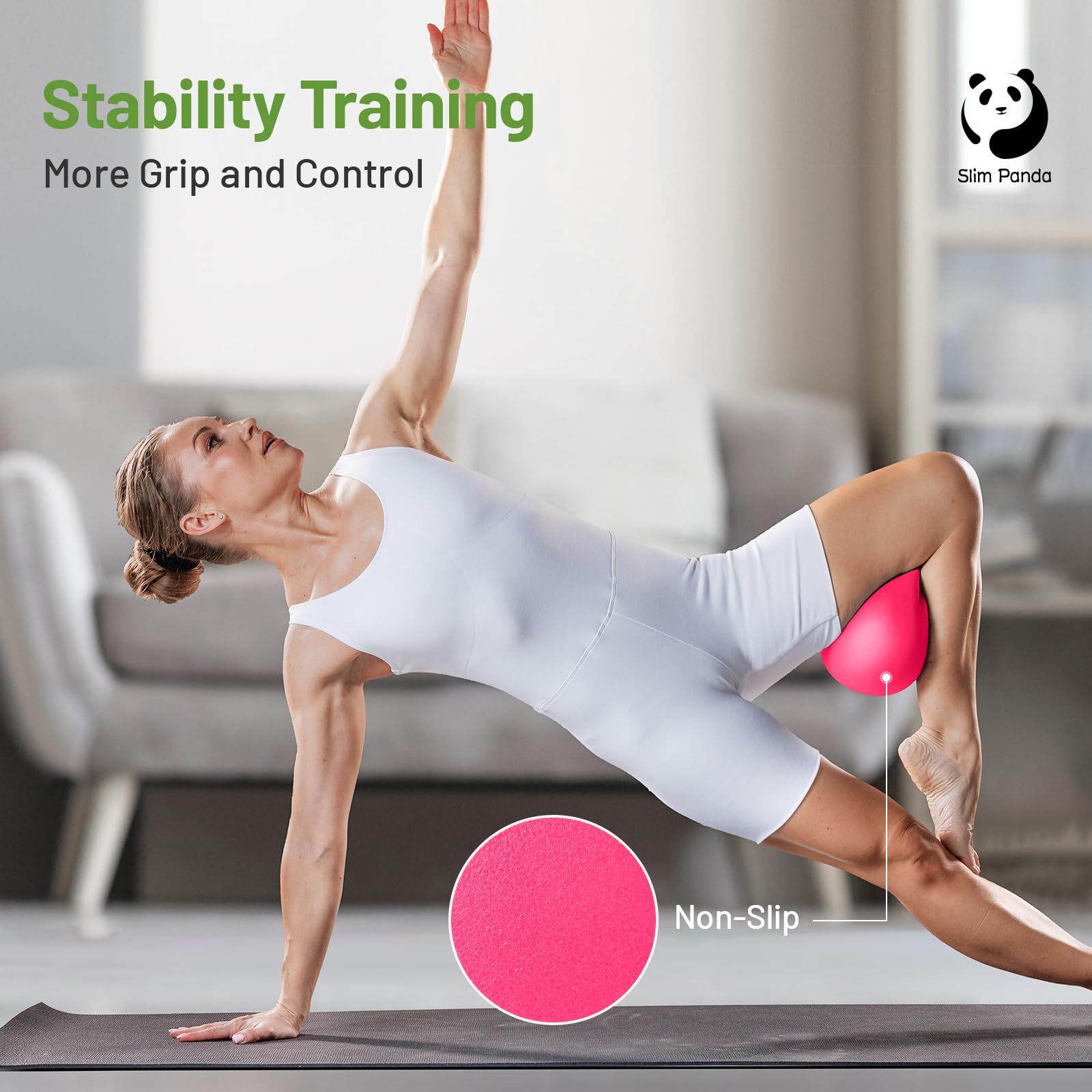 Slim Panda Palla Pilates Piccola,23-25cm Anti Scoppio Antiscivolo Palla Ginnastica con Cannuccia Gonfiabile,Soft PVC Palla daYoga per Fitness