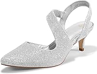 mysoft Women's 2 Inch Kitten Heel Slingback Pumps - Comfortable Medium/Wide Width Dress Shoes for Wedding Party