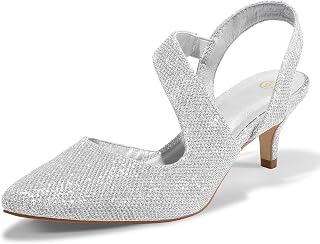mysoft Women's 2 Inch Kitten Heel Slingback Pumps - Comfortable Medium/Wide Width Dress Shoes for Wedding Party
