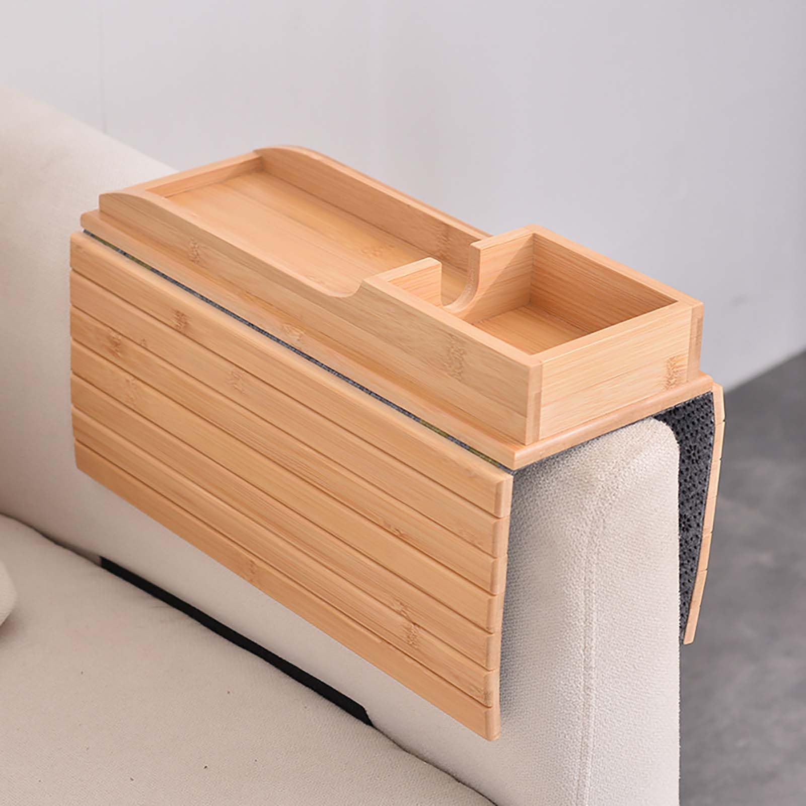 Prettiee Foldable Bamboo Tray with Cup Holder Non Slip Design for Sofa Recliner or Loveseat – Versatile Serving Tray for Home Kitchen and Outdoor Use (Style 3 41 * 34cm)