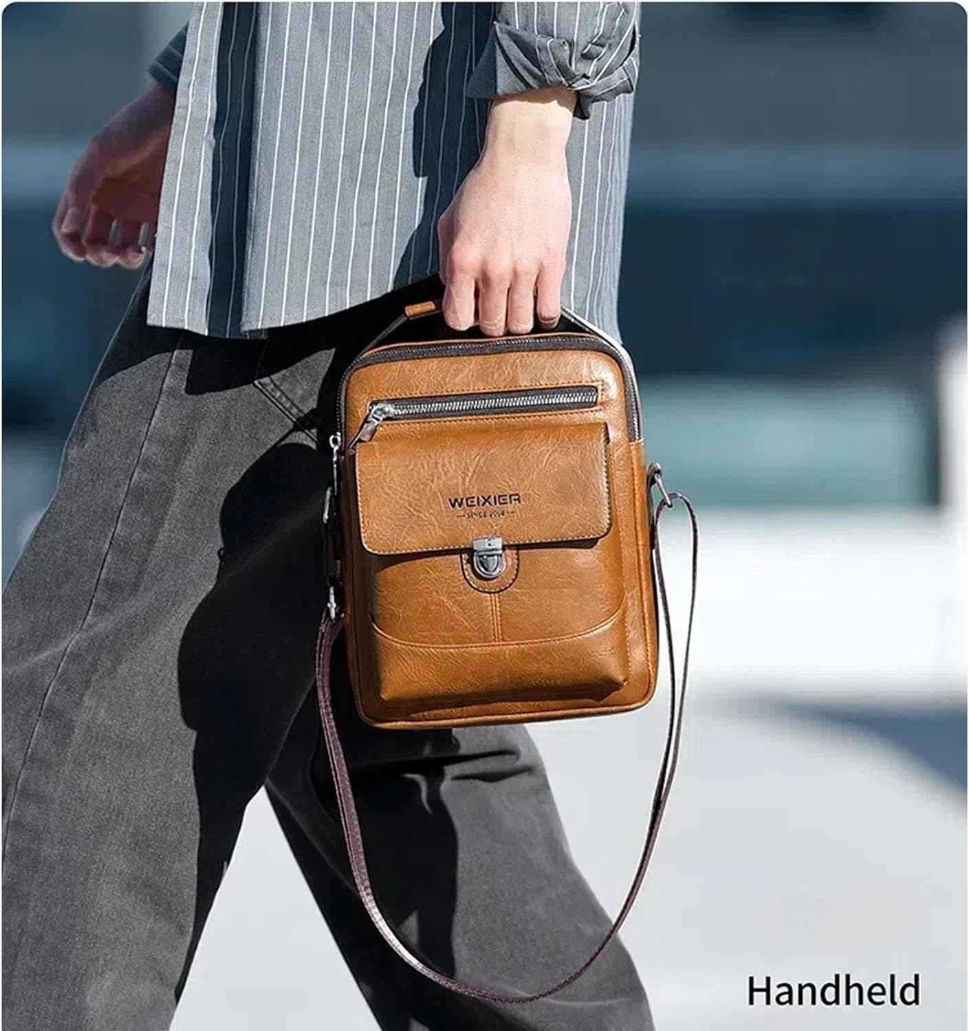 Shoulder Bag for Men Crossbody Messenger Purse Small Vintage Leather Satchel Pouch Side Crossover Handbag