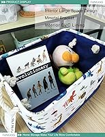 Vista 3 de FANKANG - Cesta rectangular de tela con estampado de dinosaurios para almacenamiento de guardería, cesta de almacenamiento, bolsa de libros, cestas