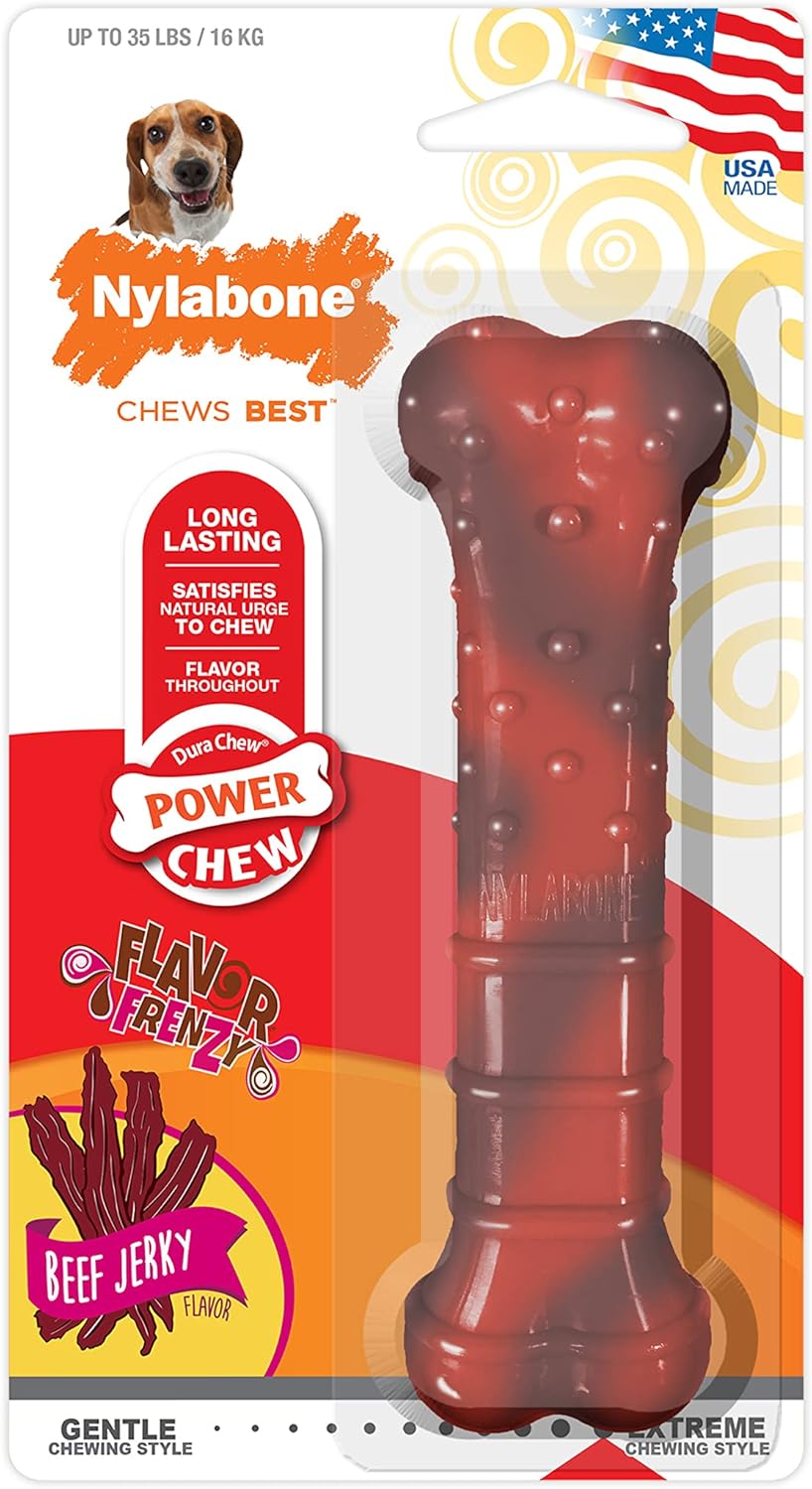 Nylabone Extreme Tough Dog Chew Toy Bone, Durable, Cleans Teeth, Beef
