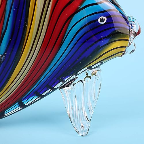 Miniatura 7 de Hophen Art - Figura de cristal de cristal tropical de golondrina de ángel soplado hecho a mano, escultura de animal marino, decoración del hogar,