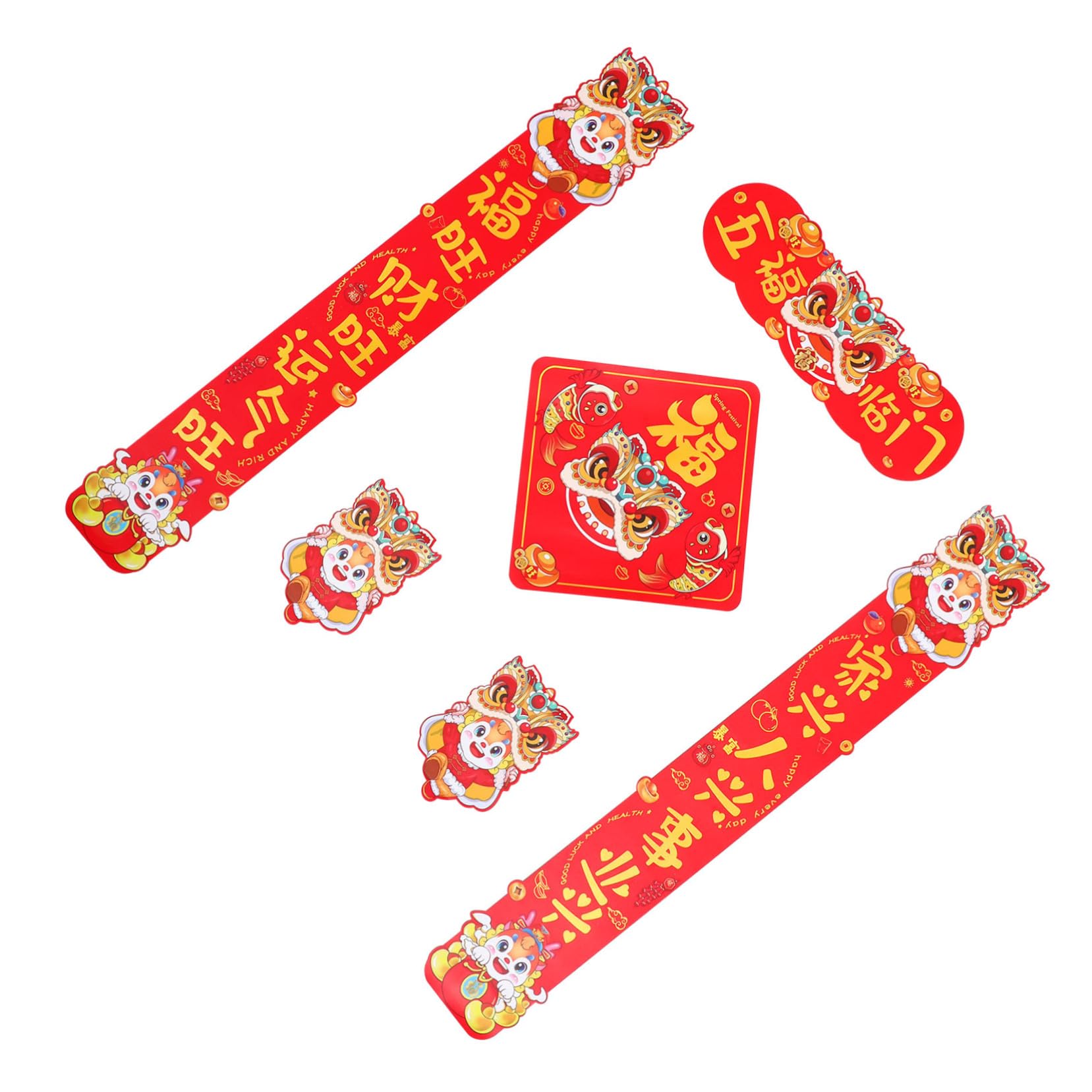 ABOOFAN Set Decorazioni Magnetiche per Distici Cinesi di Capodanno, Cartelli Tradizionali Porta, Ornamenti Festa di Primavera per Casa e Ufficio, Kit Decorativo per Festività del Anno