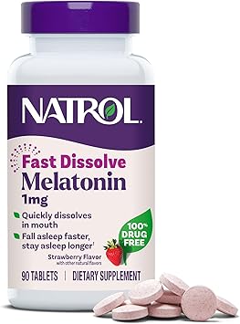Natrol Fast Dissolve Melatonin 1 mg, Sleep Support for Adults, Sleeping Aid Dietary Supplements, Melatonin for Adults, 90 Tablets