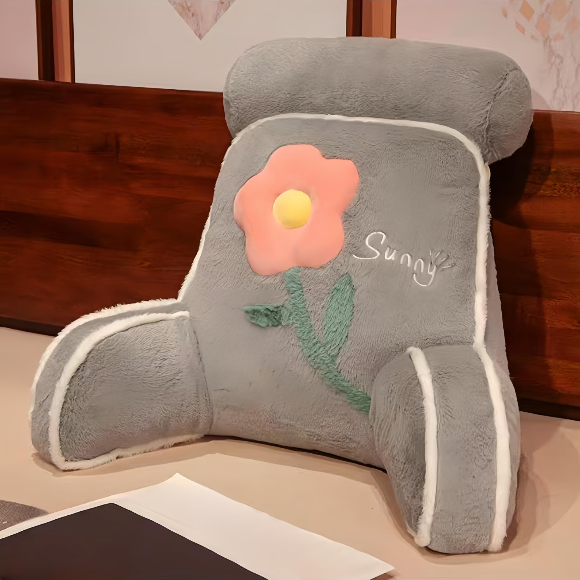 Yacoxe E Yacox Reading Pillow For Bed ，Lovely 2 In 1 Backrest ，Multifunctional Detachable， Sofa And Bedsid Cushion ，Soft Reading Back Support Rest Pillow， For Relaxing Watching Tv(,60 * 45Cm)