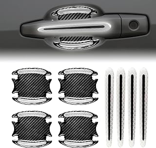8Pcs 3D Car Door Handle Cup Protector, Reflective Stripe Stickers Anti-Scratch Car Outdoor Safety Warning Marker, Universal Car Door Handle Cup Protector Suitable for Cars, Trucks, SUVs(White)
