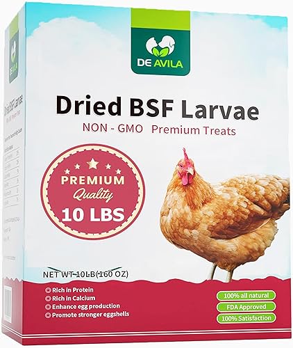 DE AVILA Larva de mosca negra seca de 10 libras larvas BSF 100 naturales sin OMG 85 veces más calcio que los gusanos de harina golosinas altas en