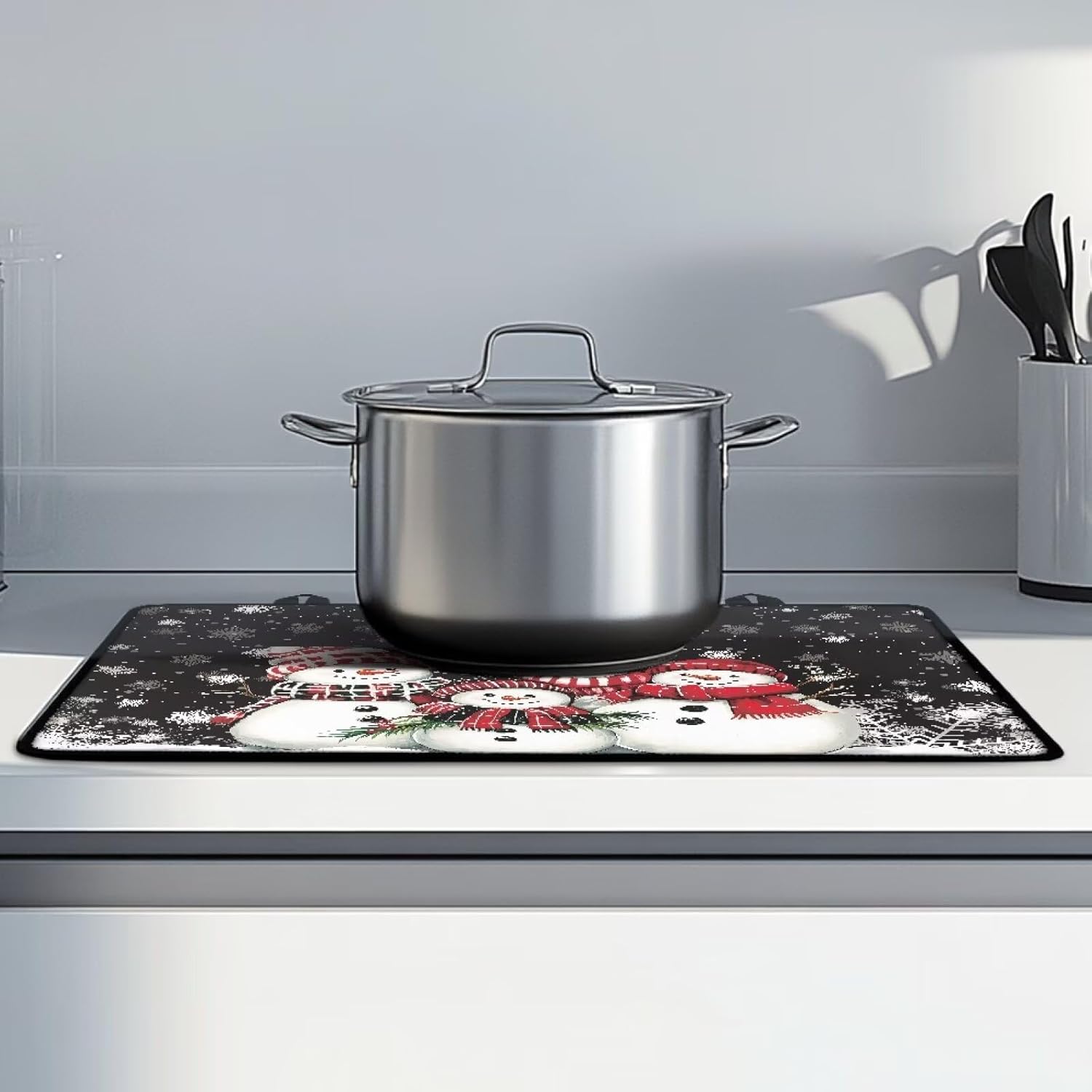 Snowman Christmas Stove Top Covers Foldable Oven Covers for Electric Stove Heat Resistant Mat for Glass Stove Top Protector Multipurpose Square Pad Cooktop Cover Kitchen Decor