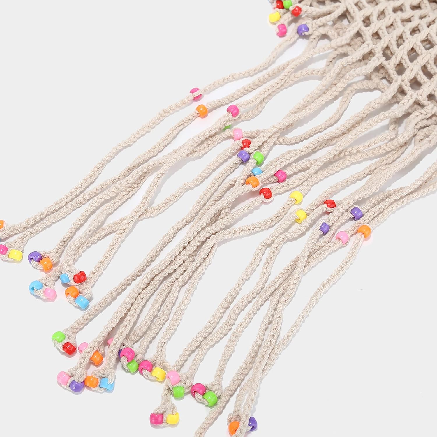 Women's Handmade Crochet Hat Summer Beach Boho Beanie Cap with Beads Tassel image 5