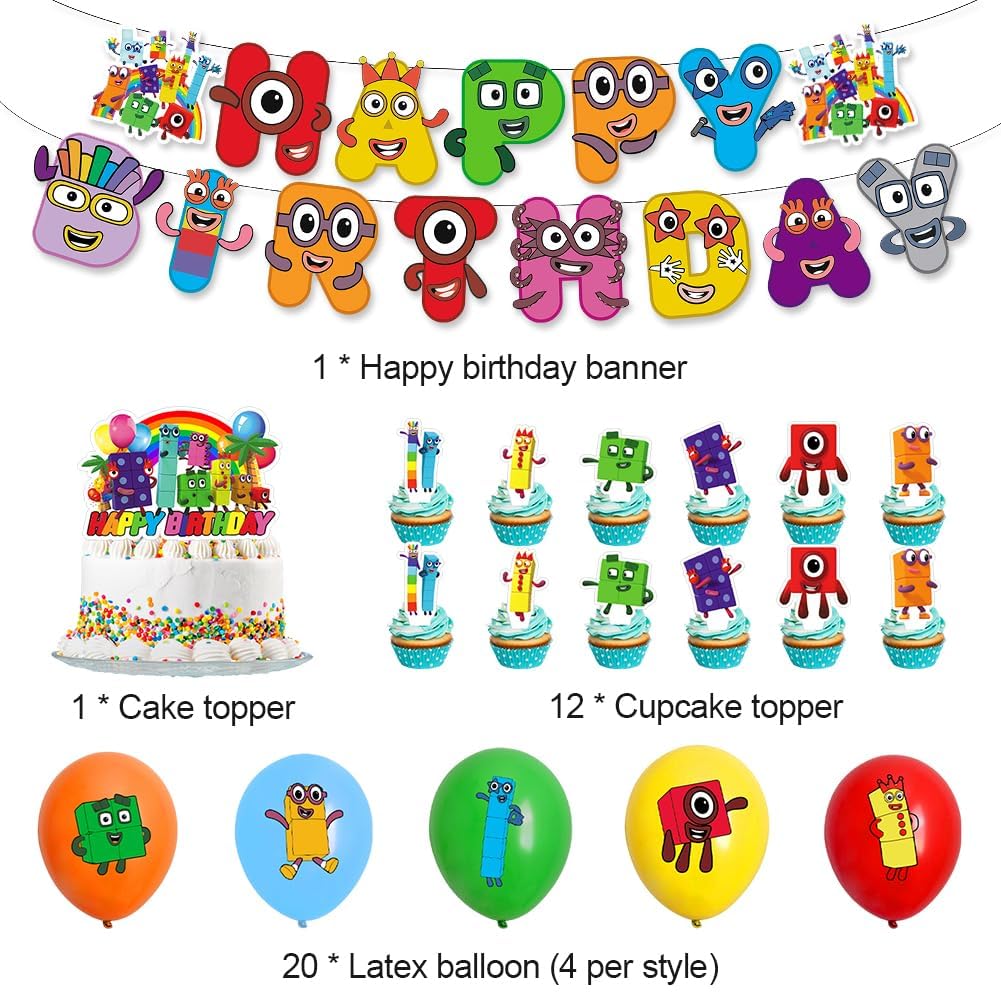 34 Fournitures de Fête Numberblocks Pour Enfants, Incluant Bannière 34 Fournitures de Fête Numberblocks Pour Enfants, Incluant Bannière