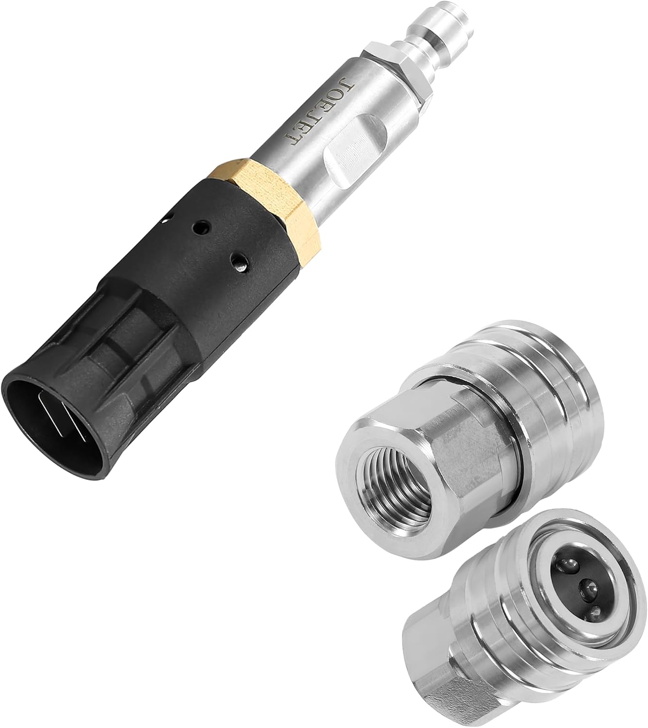 JOEJET M5 Twist Nozzle, Adjustable Downstream Soft Wash Nozzle with 1/4 Inch Quick Connect, 1/4" Pressure Washer Quick Connect Fittings-Stainless Steel Pressure Washer Adapter