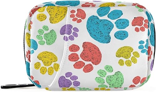 Pastillero de viaje con diseño de pata de perro en acuarela, portátil, semanal, pastillero, contenedor de 7 días, organizador de píldoras, soporte