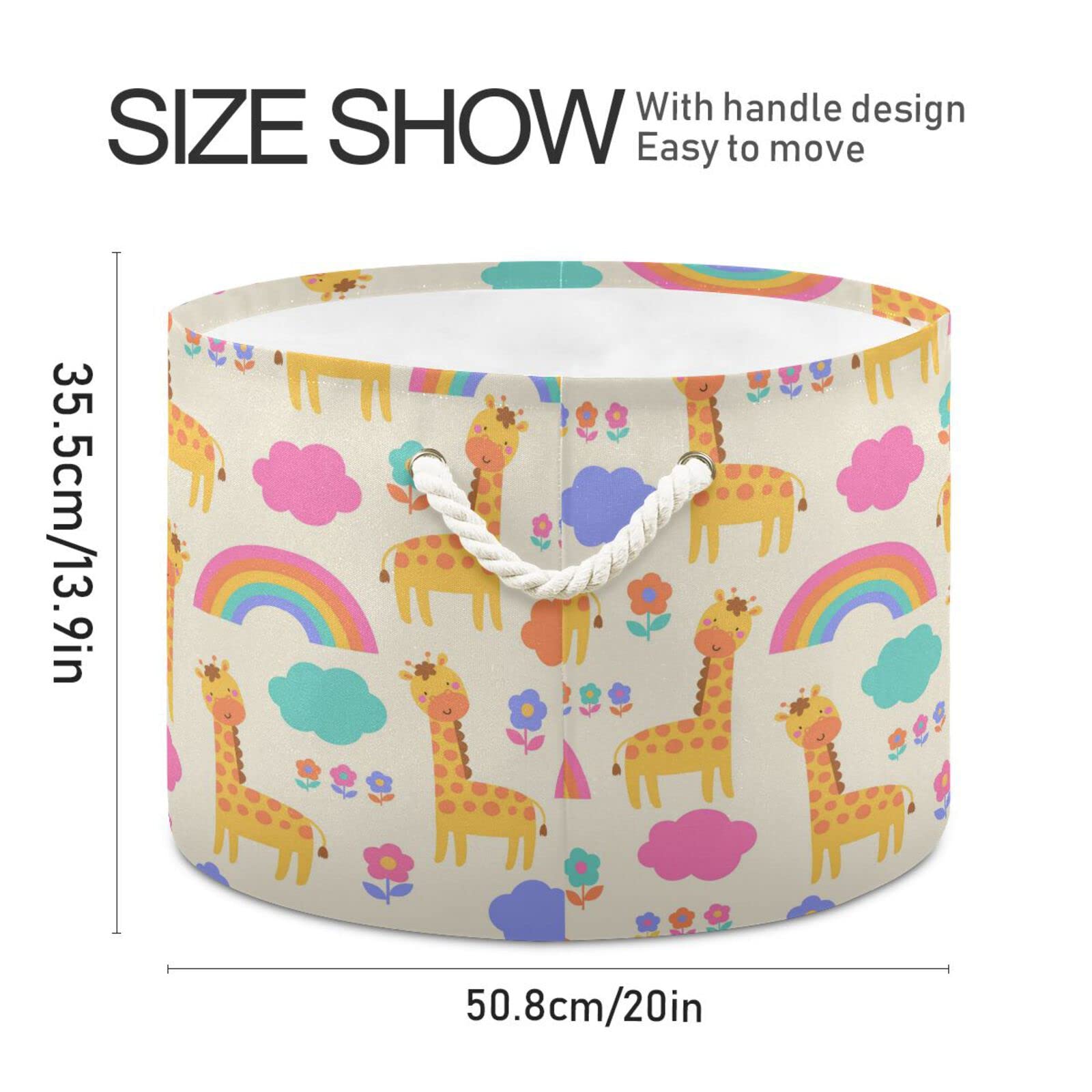 Wusikd Cute Giraffe Rainbow Cotton Rope Basket Cloud Flower Baby Laundry Basket for Blankets Toys Storage Basket Bins Box Organizer Basket