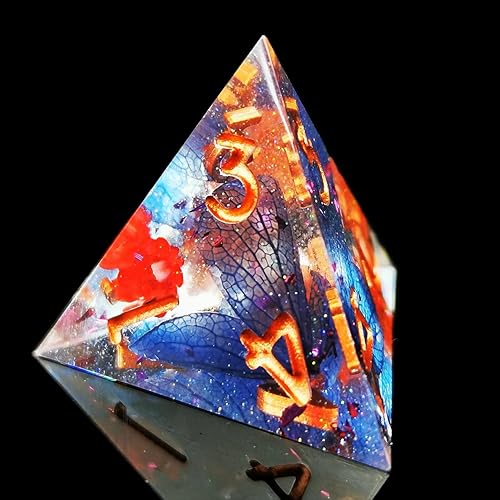 Miniatura 4 de DND - Juego de dados de resina con bordes afilados, 7 piezas de dados de resina de flores, juego de dados poliédricos para dados de Calabozos y