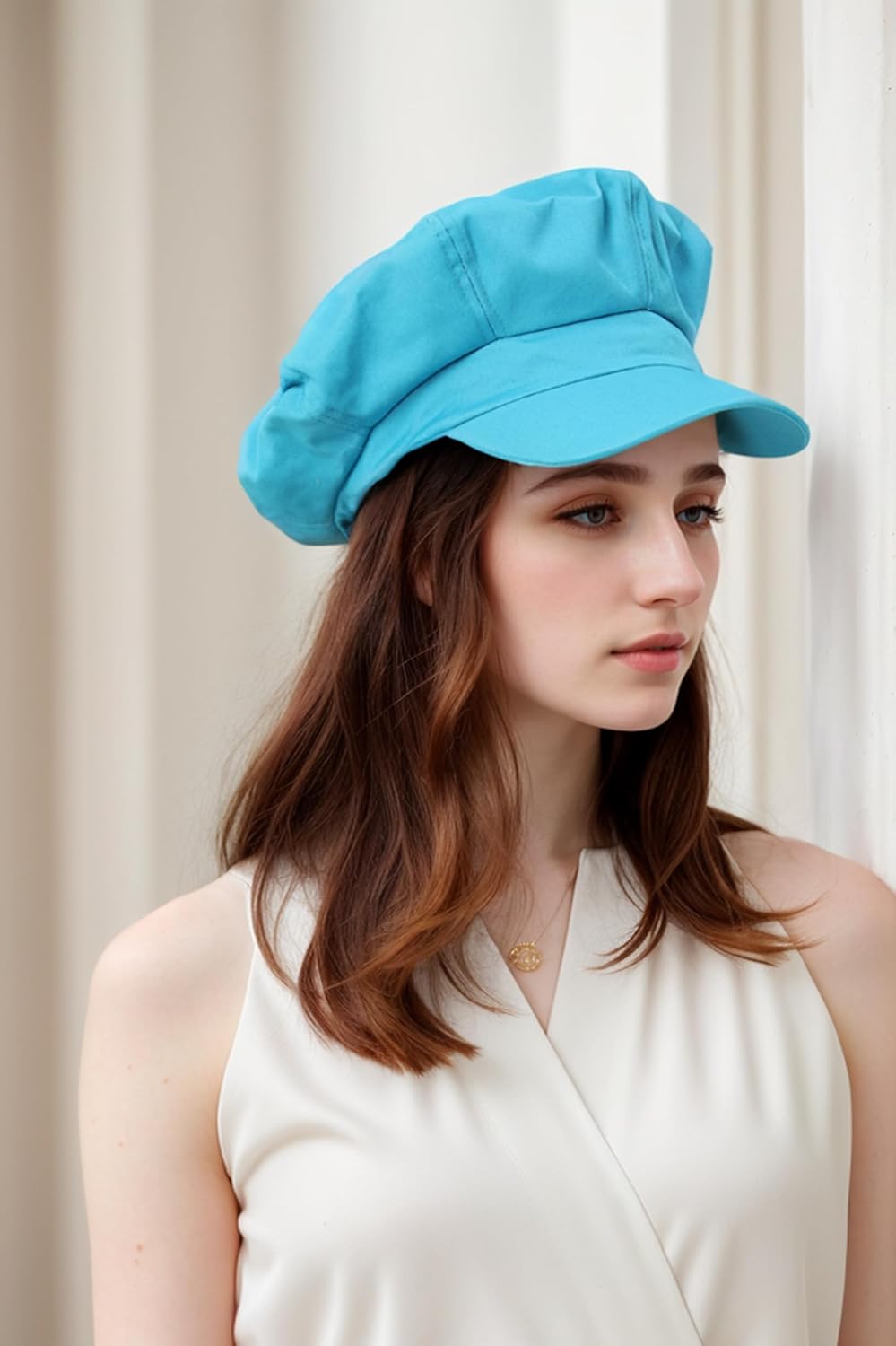 Newsboy Hats for Women -100% Cotton Womens Newsboy Cap Vintage Cabbie Hat - Pageboy Hats for Women Girls Ladies Gift (Cotton, Blue) - Image 4