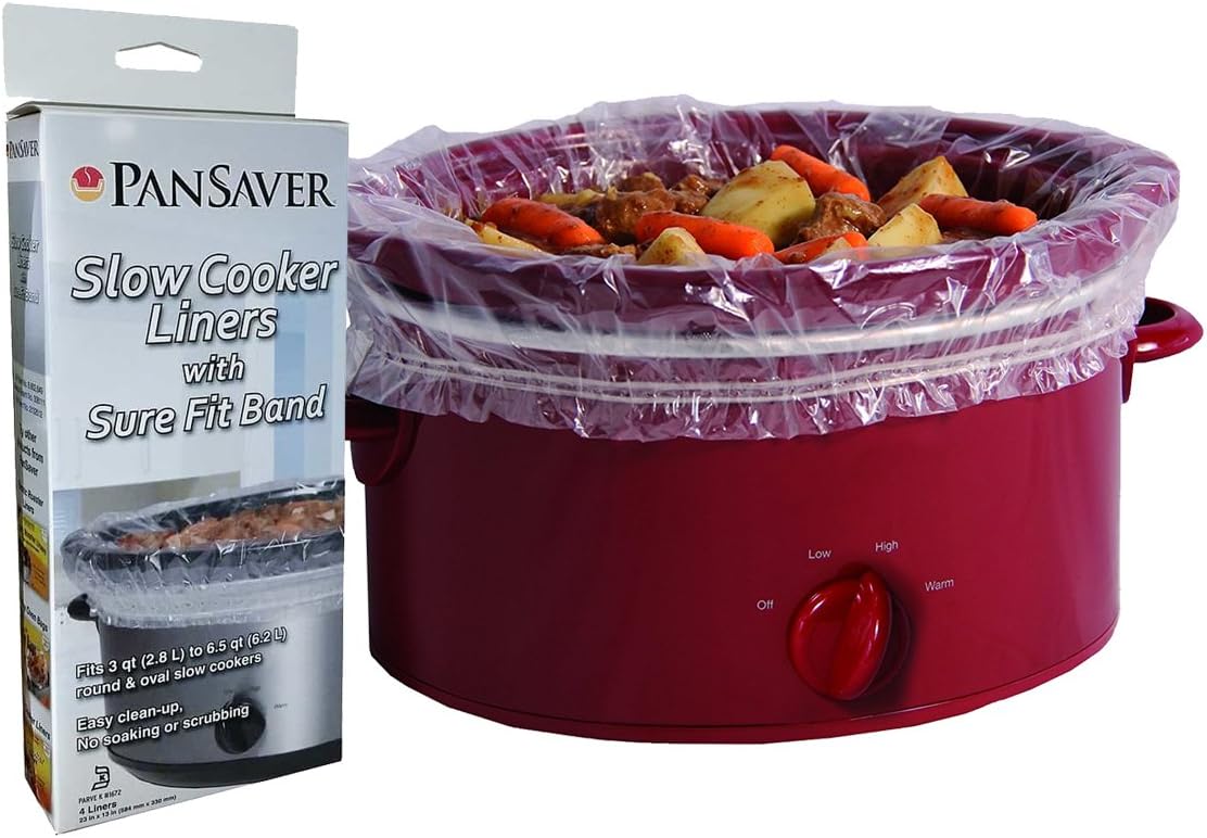 PanSaver 12 Pack Disposable Slow Cooker Liners Crockpot Liners Small Quart Cookers Liners with a Sure Fit Band - NSF approved, KOFK Certified Kosher