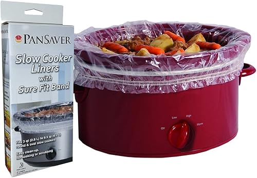 PanSaver 12 Pack Disposable Slow Cooker Liners Crockpot Liners Small Quart Cookers Liners with a Sure Fit Band - NSF approved, KOFK Certified Kosher