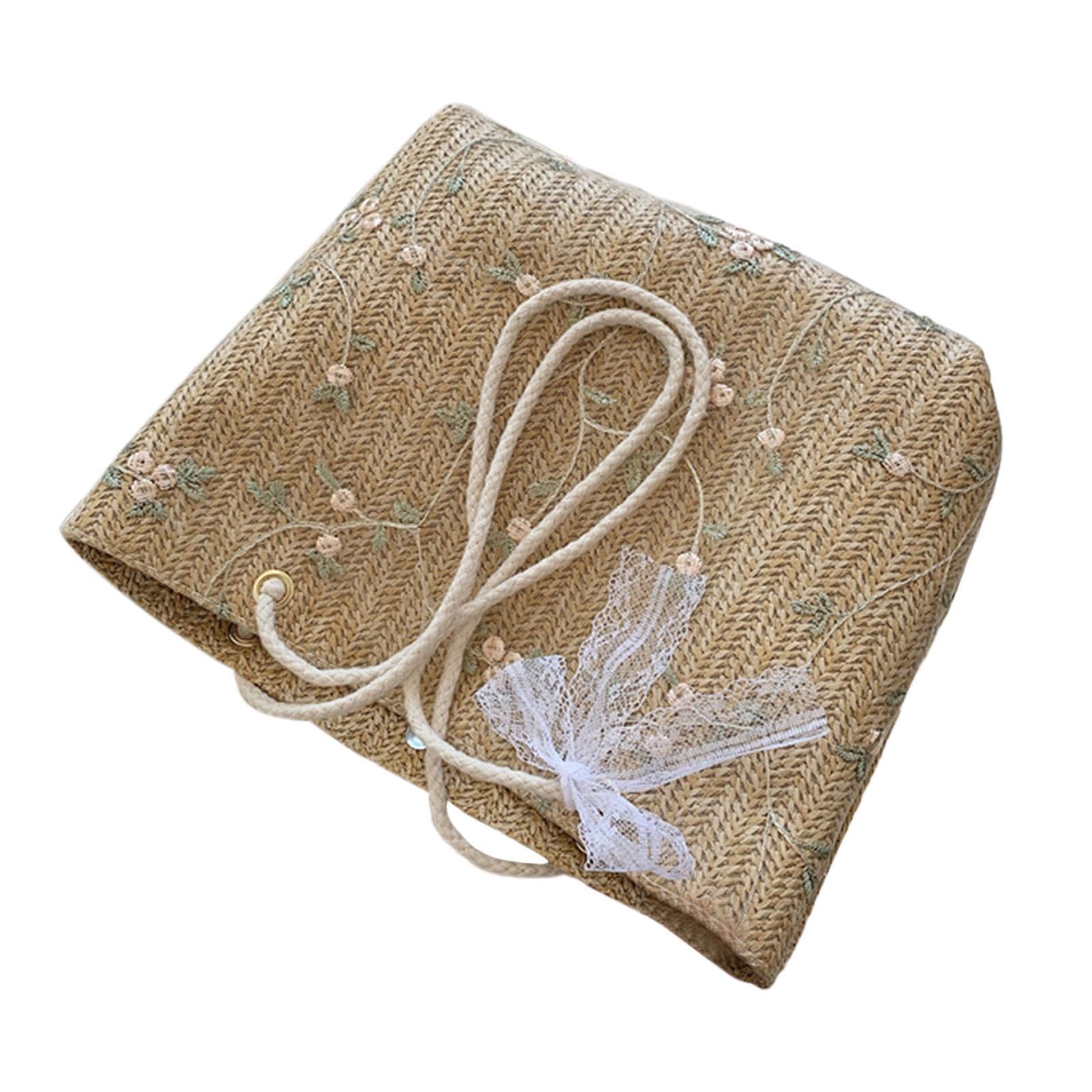 myaddiction Travel Straw Totes Bag Purse Straw Beach Bag for Summer Beach Vacation Party Khaki | Women's Handbags & Bags-picture-19