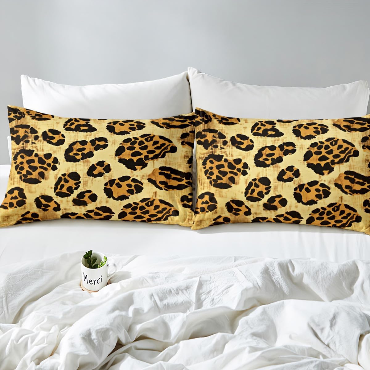 jejeloiu Kids Leopard Bedding Set Toddler Size, Cheetah Comforter Cover Animal Print Duvet Cover Boys Girls Teens Bedroom Decor Soft Quilt Cover 2Pcs (No Comforter)