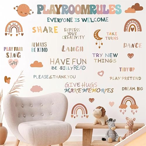 Miniatura 8 de Calcomanías de pared inspiradoras para sala de juegos, calcomanías de pared con cita de arco iris, para sala de juegos, aula, escuela, calcomanías