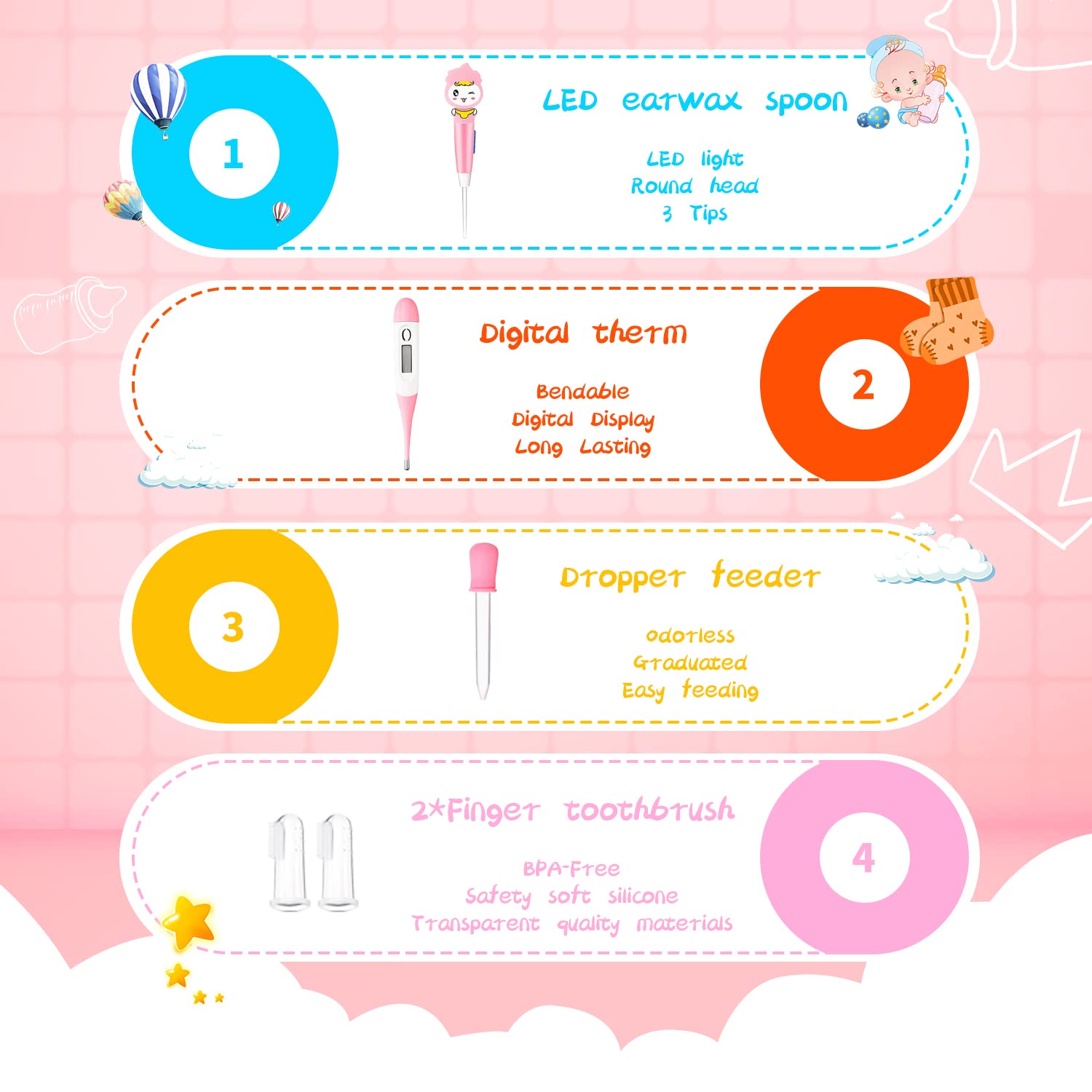 Amazon.com : Baby Girl Grooming and Healthcare Kit 22Pcs, Grooming Kit for  Baby Girl, Newborn Grooming Kit with Comb Brush Set, Imitation Leather  Case, Bendable Spoon Fork. Thoughtful Gift to First-time Parents :