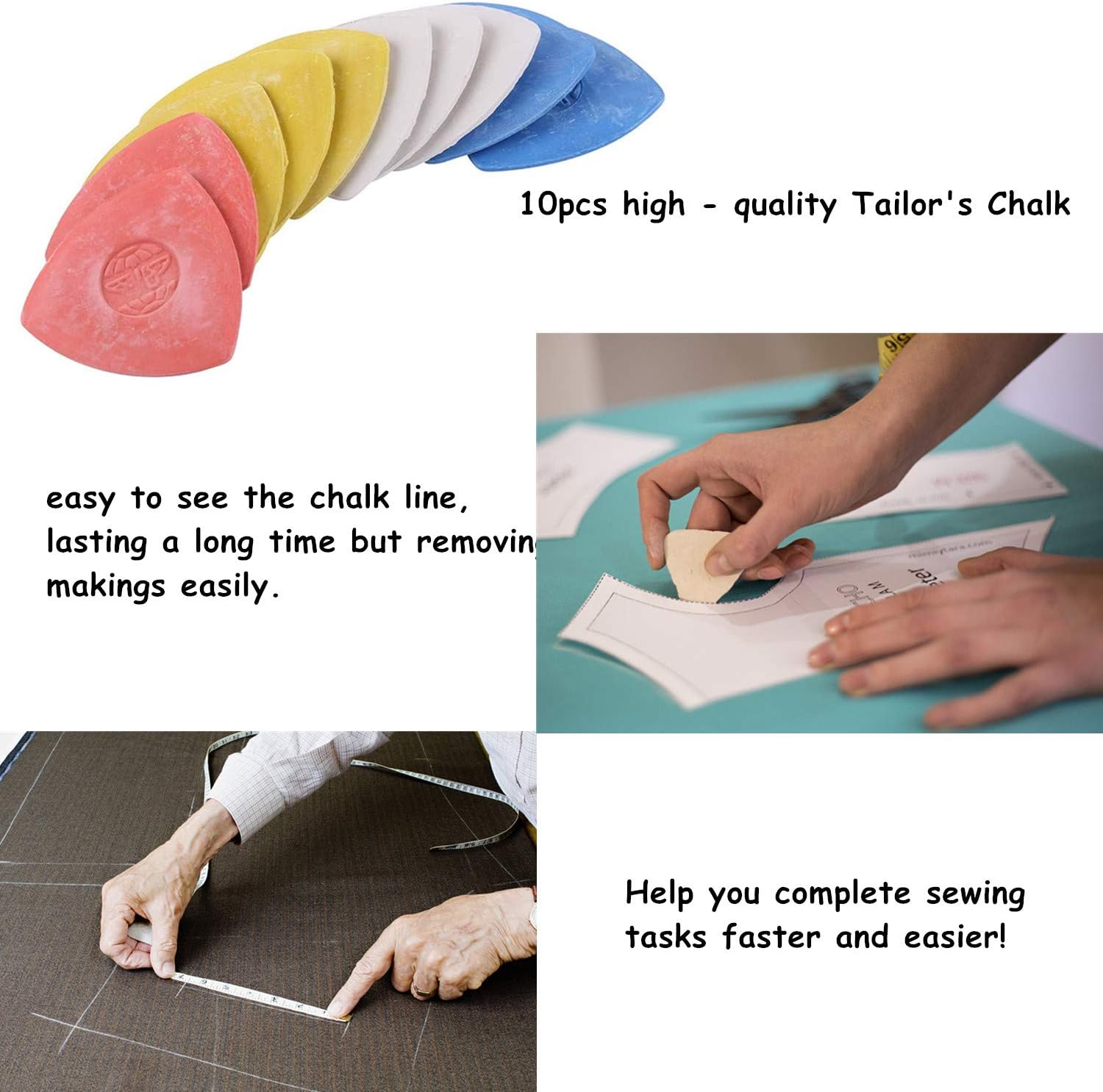 YEQIN 56Pcs Sewing Tools Kit, 10Pcs Tailor's Chalk, 12Pcs Sewing Mark Pencil, 12Pcs Disappearing Erasable Ink Fabric Marker Pen, 20Pcs Sewing Clips, 1Pcs Tape Measure,1Pcs Scissors for Sewing Marking