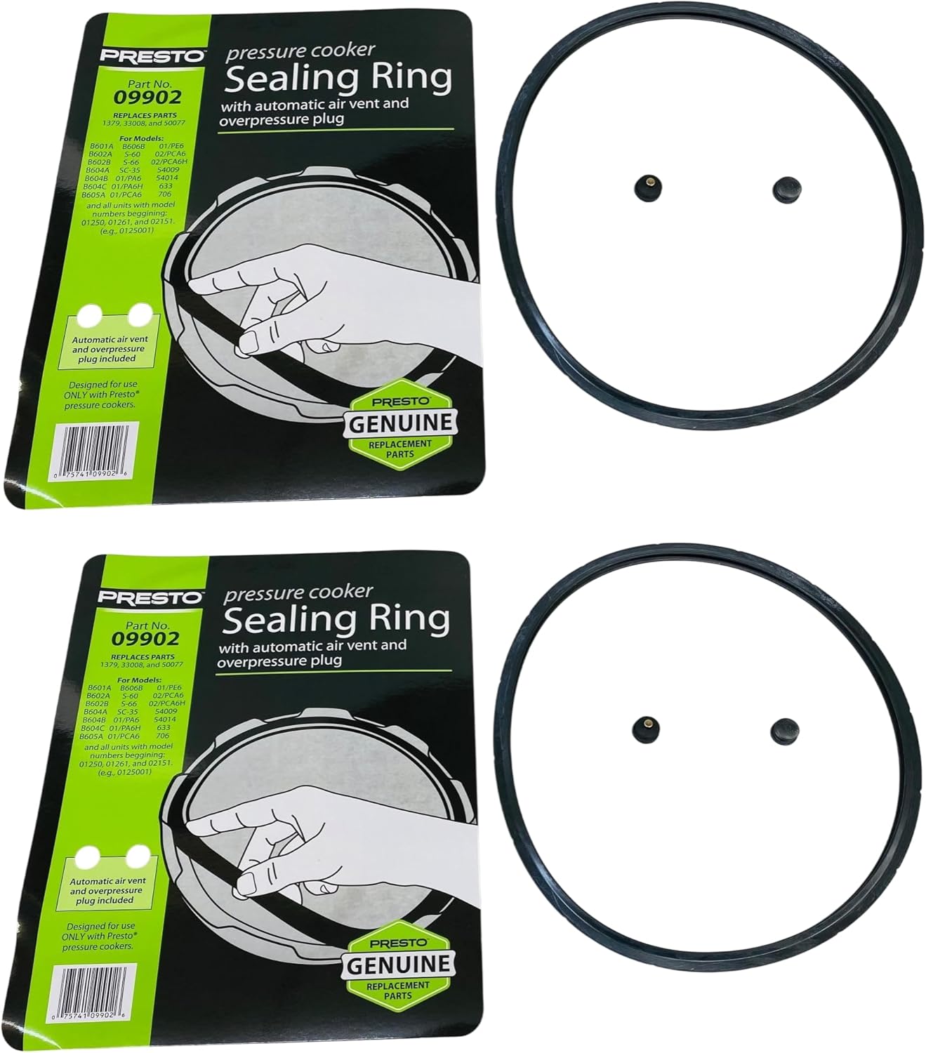 2 Pk, Presto Pressure Cooker Sealing Ring Gasket For 6 Qt, 09902
