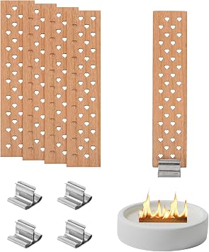 PATIKIL 5 Set 0.8x3.5 Inch Wood Wicks for Candles Making, Heart Shaped Hollow Natural Wooden Wick with Metal Clip Holders, DIY Candle Making Supplies Kit for Handmade Crafts