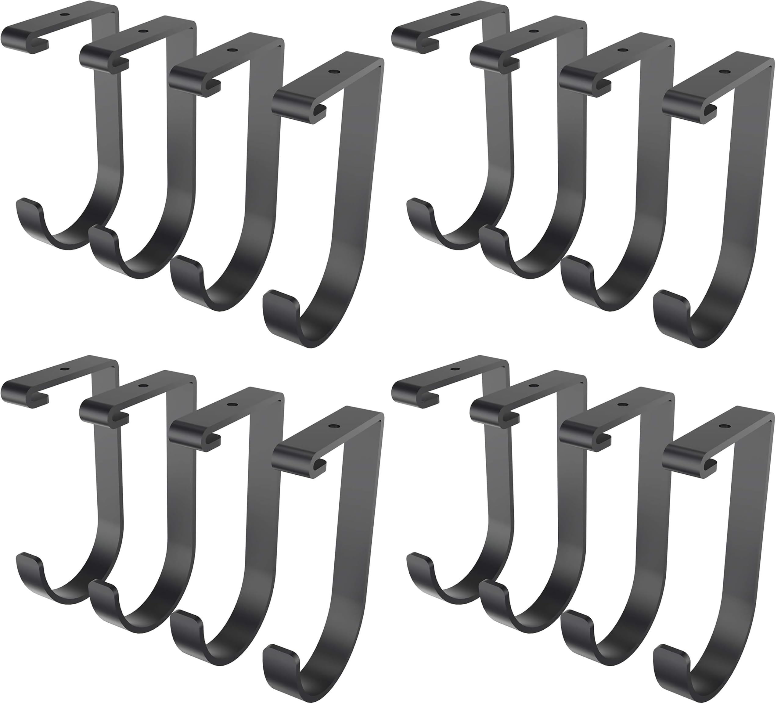 FLEXIMOUNTS 16 Pack Add On Storage Flat Hook Accessory for Garage Ceiling Rack and Wall Shelving, Max Weight Capacity up to 50lbs, Black