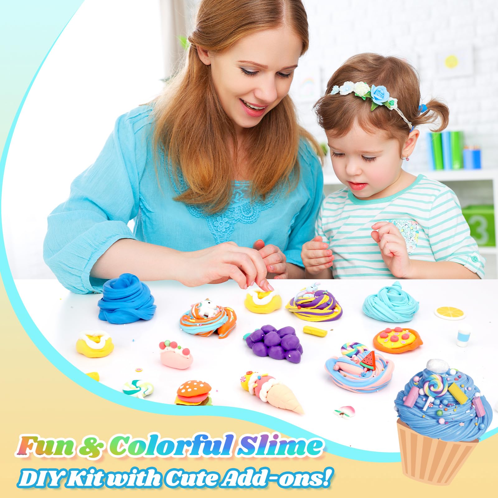 Lot de 50 slime au beurre pour enfants, jouets slime parfumés pour garçons et filles, jouets à faire soi-même, doux et non collants, cadeaux d' anniversaire de Pâques pour filles, garçons, enfants de