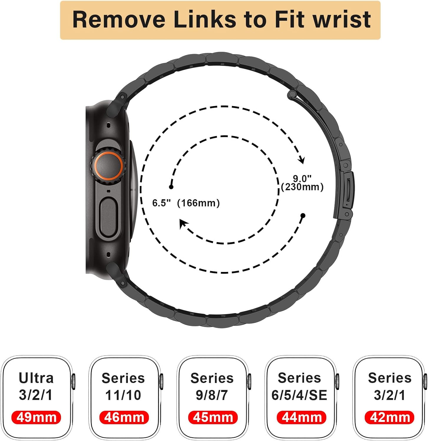 No Tool Needed Bands Compatible with Apple Watch Band 49mm 46mm 45mm 44mm 42mm for Men Women, Detachable Metal Strap for iWatch Ultra 3/2/1 Series 11 10 9 8 7 6-1, SE (Black) - Image 7