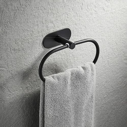 Depila Bathroom Storage Rack Stainless Steel Self-Adhesive Towel Bar No Drilling Holder Robe Towel Ring Black Silver Gold Bathroom Accessories Set For Dorm, Bath, Kitchen Shelf (Color : Silver 4Pcs S #TOP5