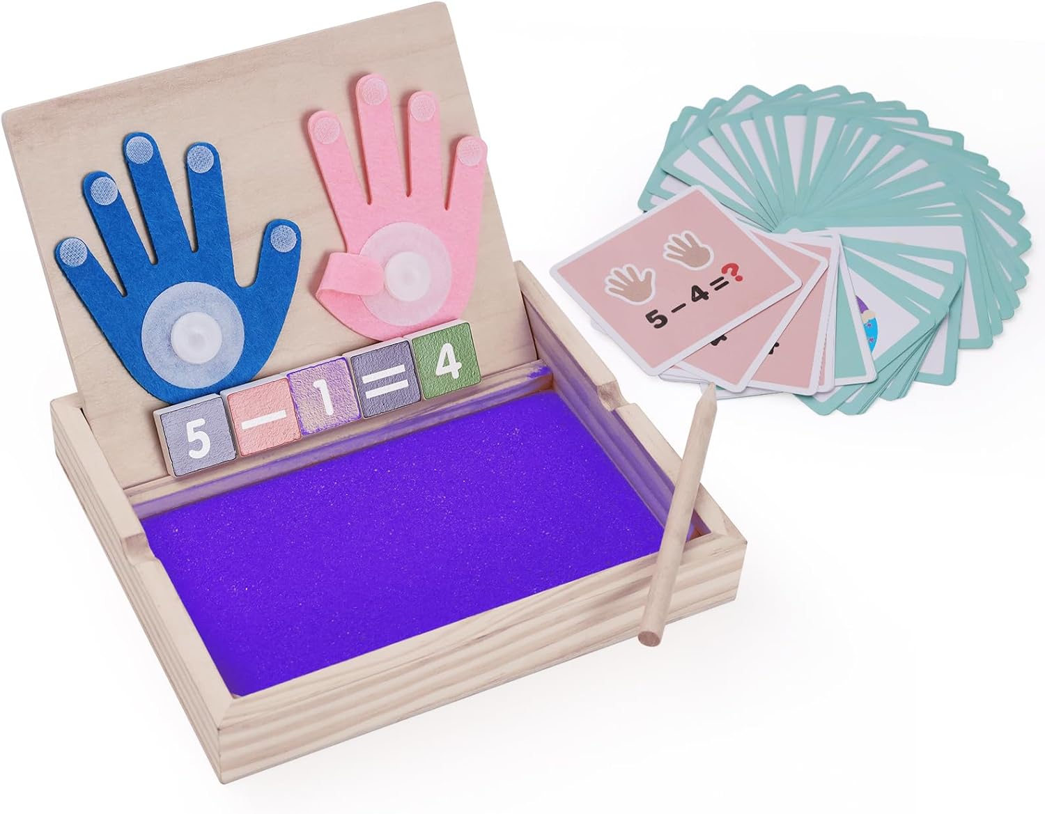 Montessori Sand Tray with Math & Alphabet Learning Cards Purple USTGMST08