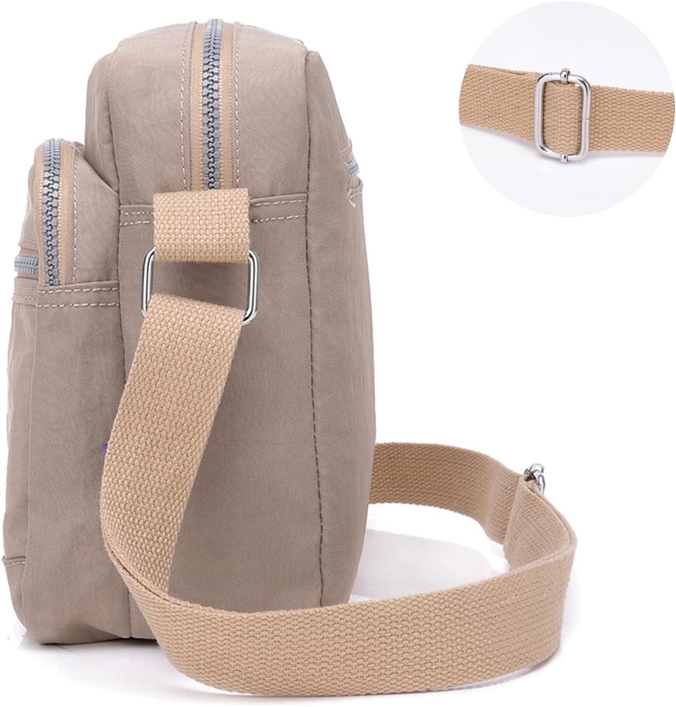 Blostirno Nylon Crossbody Bag Casual Shoulder Handbag Bags Multi Pocket Waterproof Purses for Women - Image 3