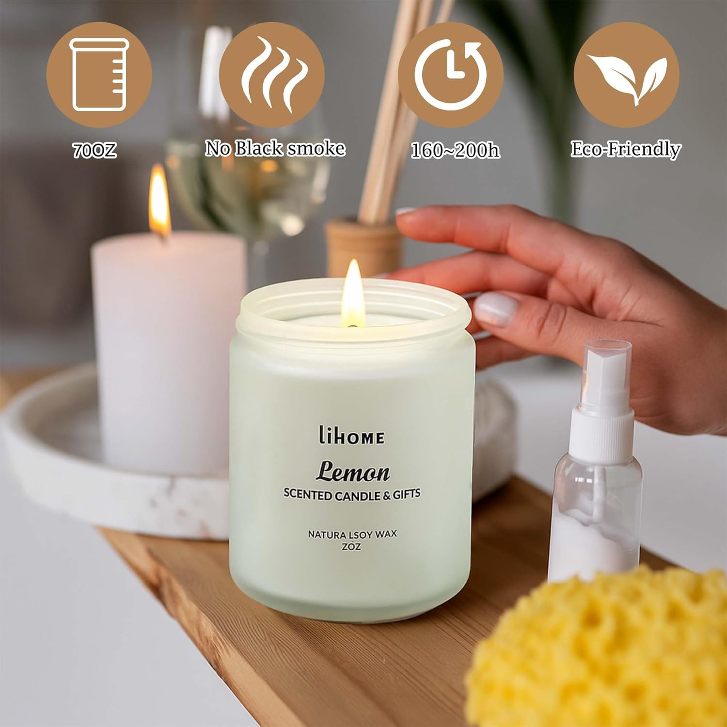 Lihome Candles Gifts for Women - Scented Candles, Natural Soy Wax Candles for Home Scented Perfect for Christmas, Birthday, Mother's Day, Lemon Candle - Image 4