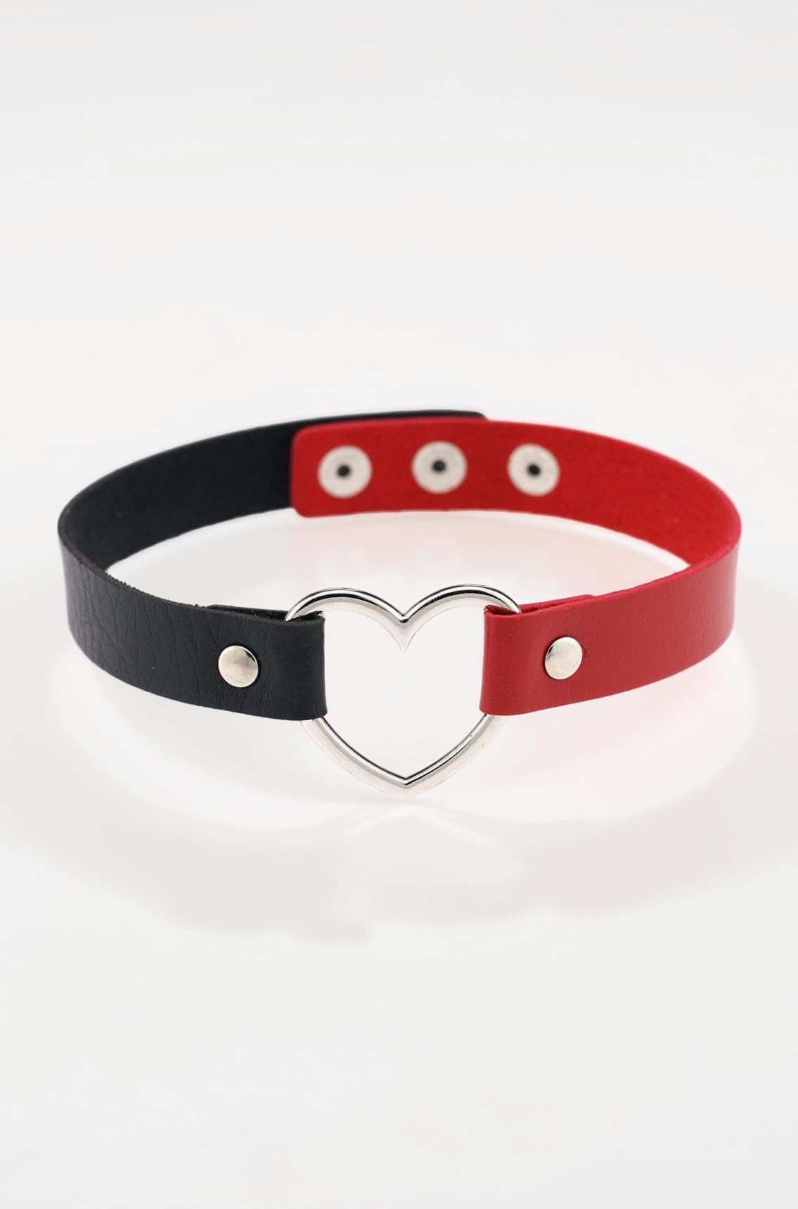 Hiphop Street Dance Hollow Peach Love Metal Heart Ring Double Color Matching Stitching Leather Collar Goth Choker Necklaces for Women Girls Punk Cool Jewelry