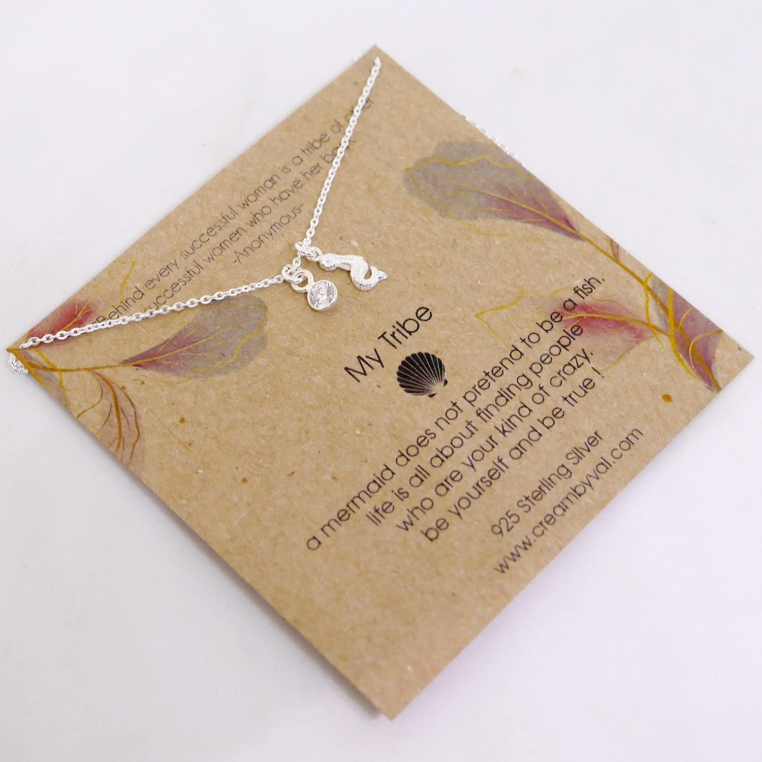 My Tribe Mermaid Diamond Quartz Sterling Silver Necklace 18'' Length – Meaningful Jewelry Gift with Emotional Message Card – Encouragement Gift for Women, Girls, or Soul Sisters - Image 4