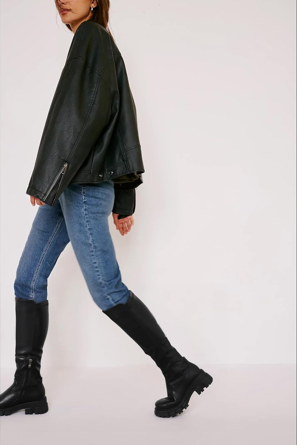 CouieCuies Women’s knee high Boots Platform Wide Calf Dress Long Rounded Toe Lug Sole Tall Boots Comfortable Side Zipper Boot Size 11 - Image 7