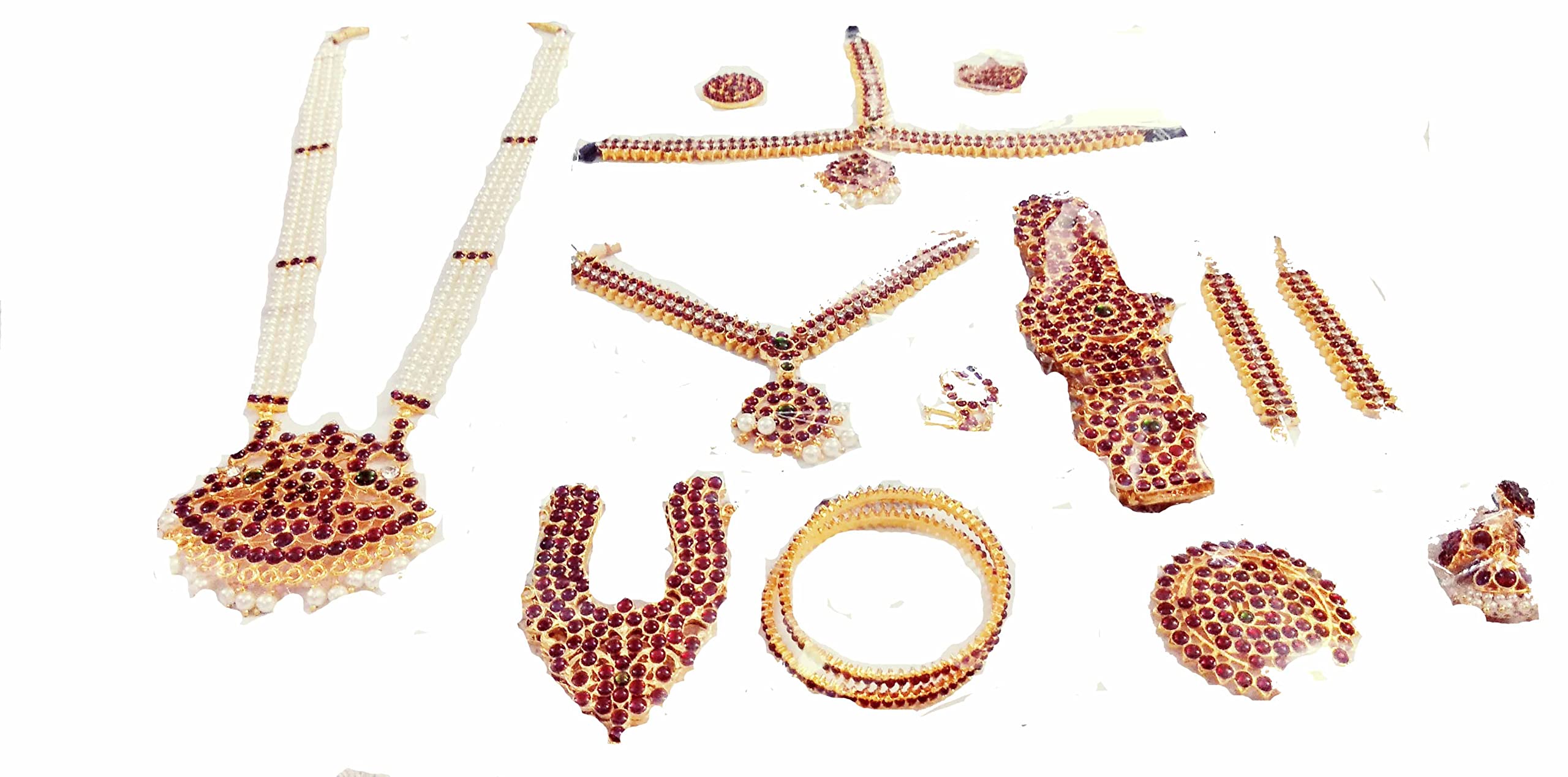 Elite Trade White Kempu Stone Bharatnatyam Jewelry Set For Women (B0BNXLTZRJ) Amazon Price History, Amazon Price Tracker