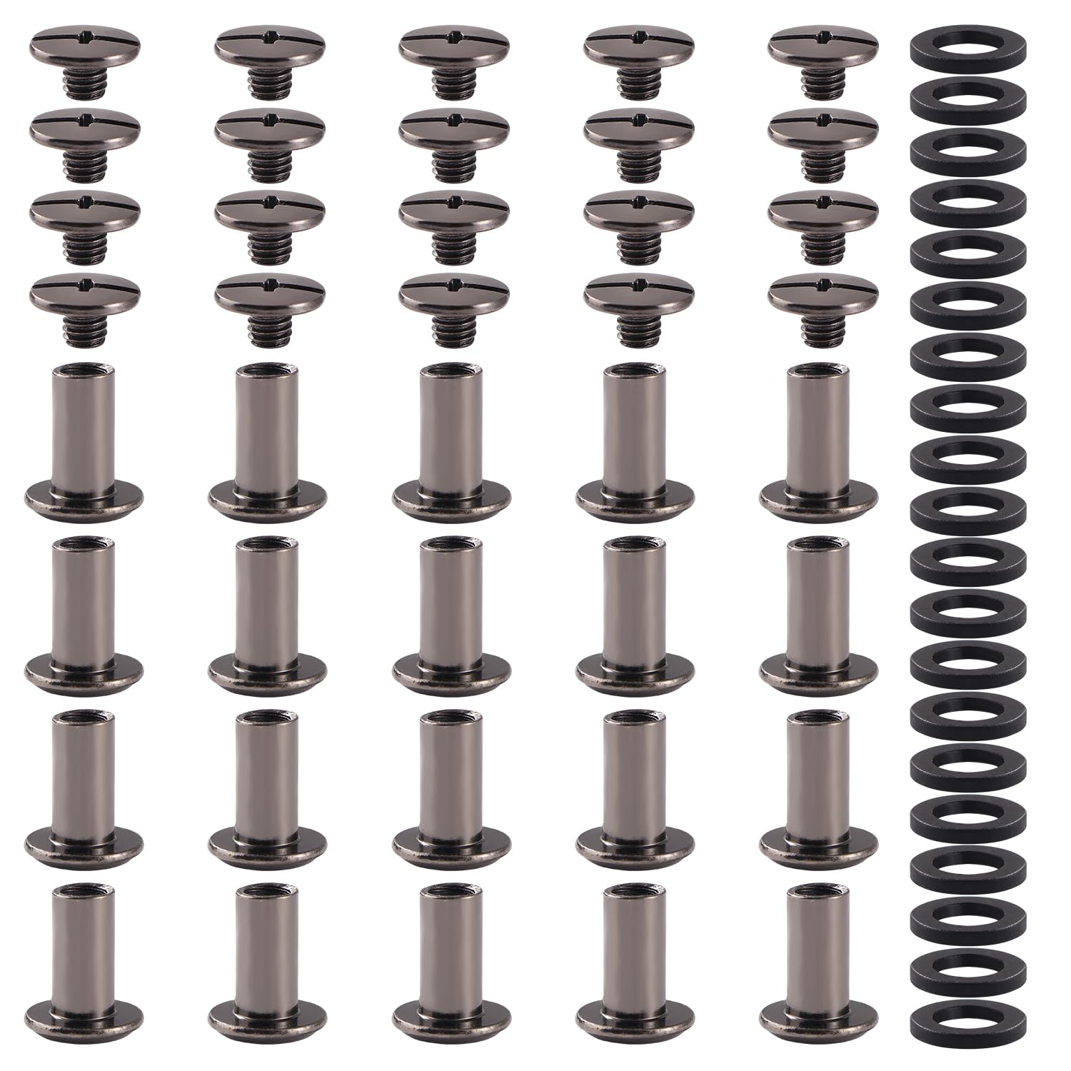 YIXISI 20 Set M5x10mm Chicago Binding Screws Kit, Book Binding Rivets, Leather Rivets, Binding Screws Posts