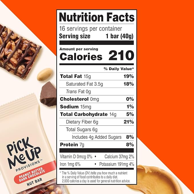 Pick Me Up Provisions™ Gluten Free Peanut Butter Dark Chocolate Nut Bar, 1.4 oz., 16 Bars/Box miniatura 5