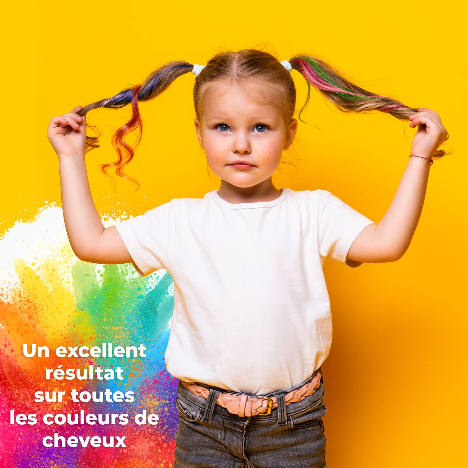 Magicat PEIGNE À CRAIE POUR CHEVEUX Set - 10 couleur de cheveux pour enfants et 5 élastiques I Pour anniversaire ou cadeaux pour filles I Couleur lavable I Accessoires de cheveux
