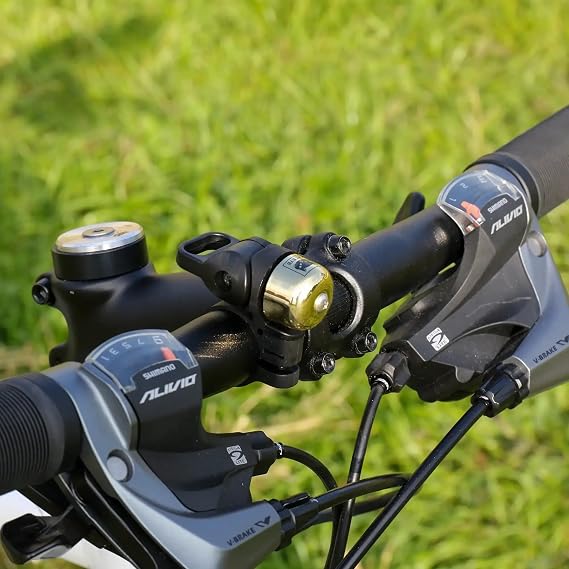 CATEYE OH-1500 Nido Bell Brass Bike Bell with Distinctive Double Ring, Fits 22.2 mm or 25.4 mm Handlebars, Matte Finish, Clear Sound, Fits Road, MTB, Kids Bikes
