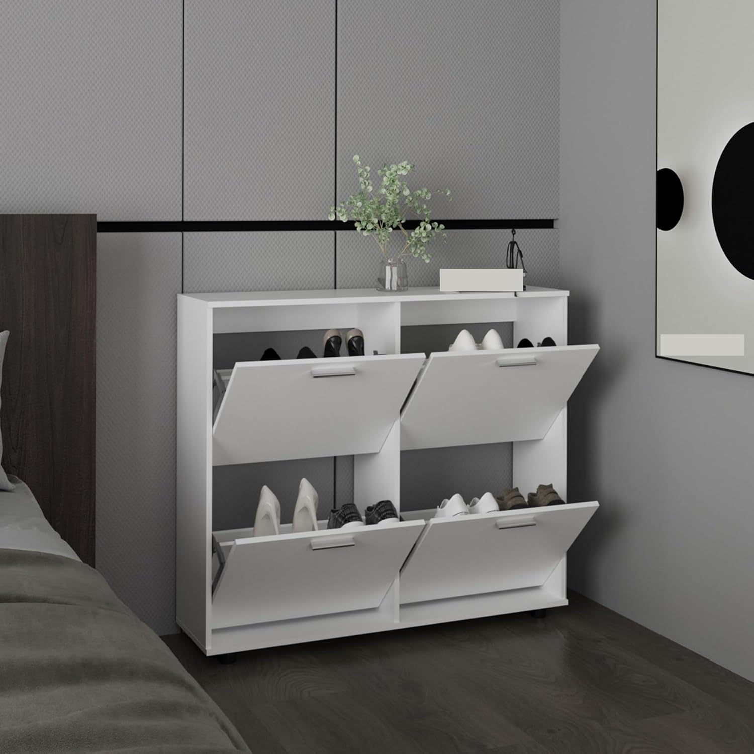 Modern Minimalist Shoe Rack, Stylish Bedside Cabinet for Bedroom, Hallway & Corridor Storage Solutions, Space-Saving Design, Versatile Organizer