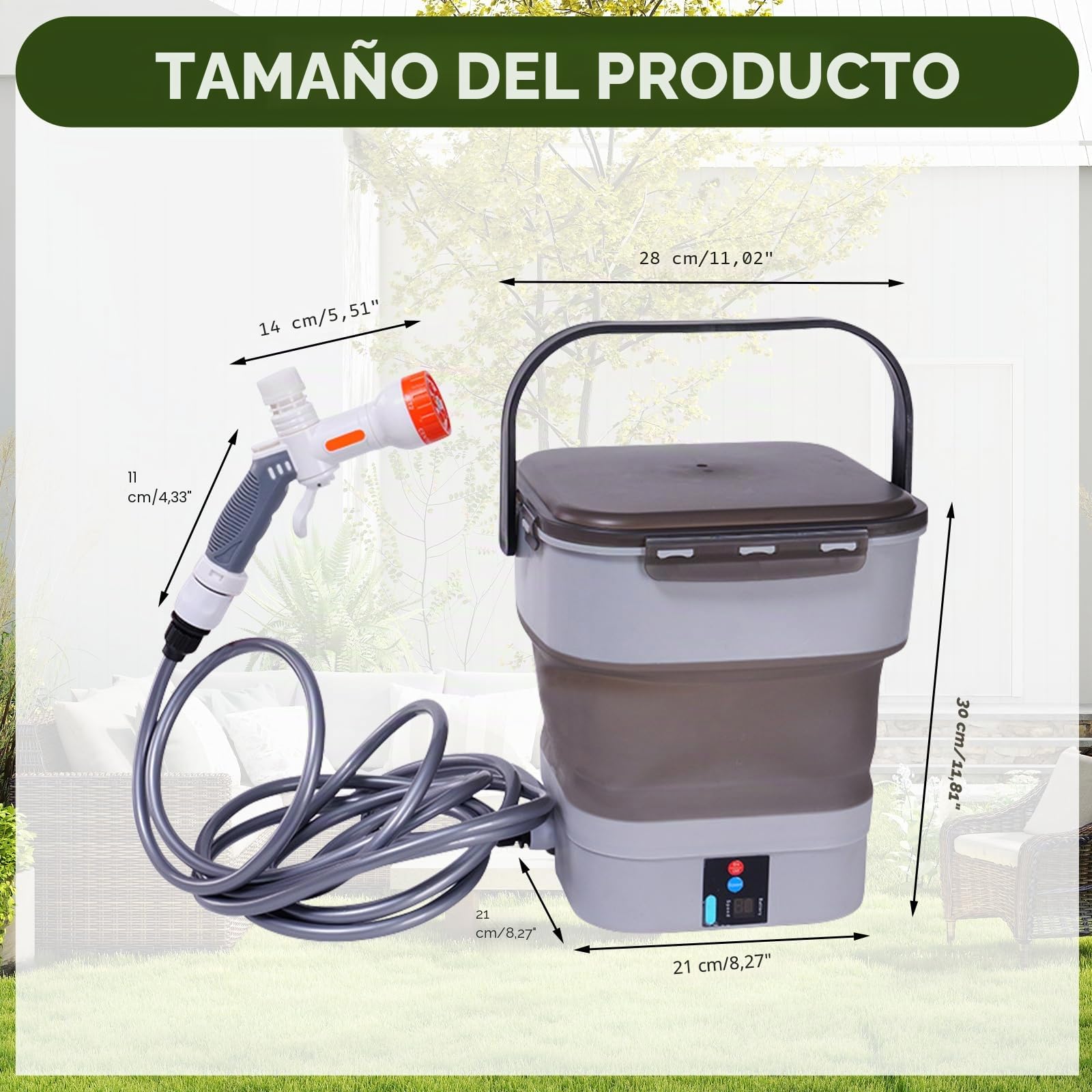 Limpiador portátil para exteriores con depósito de agua de 12 litros, limpiador de alta presión portátil inalámbrico con 5 modos de pulverización, pulverizador eléctrico multifunción a presión para