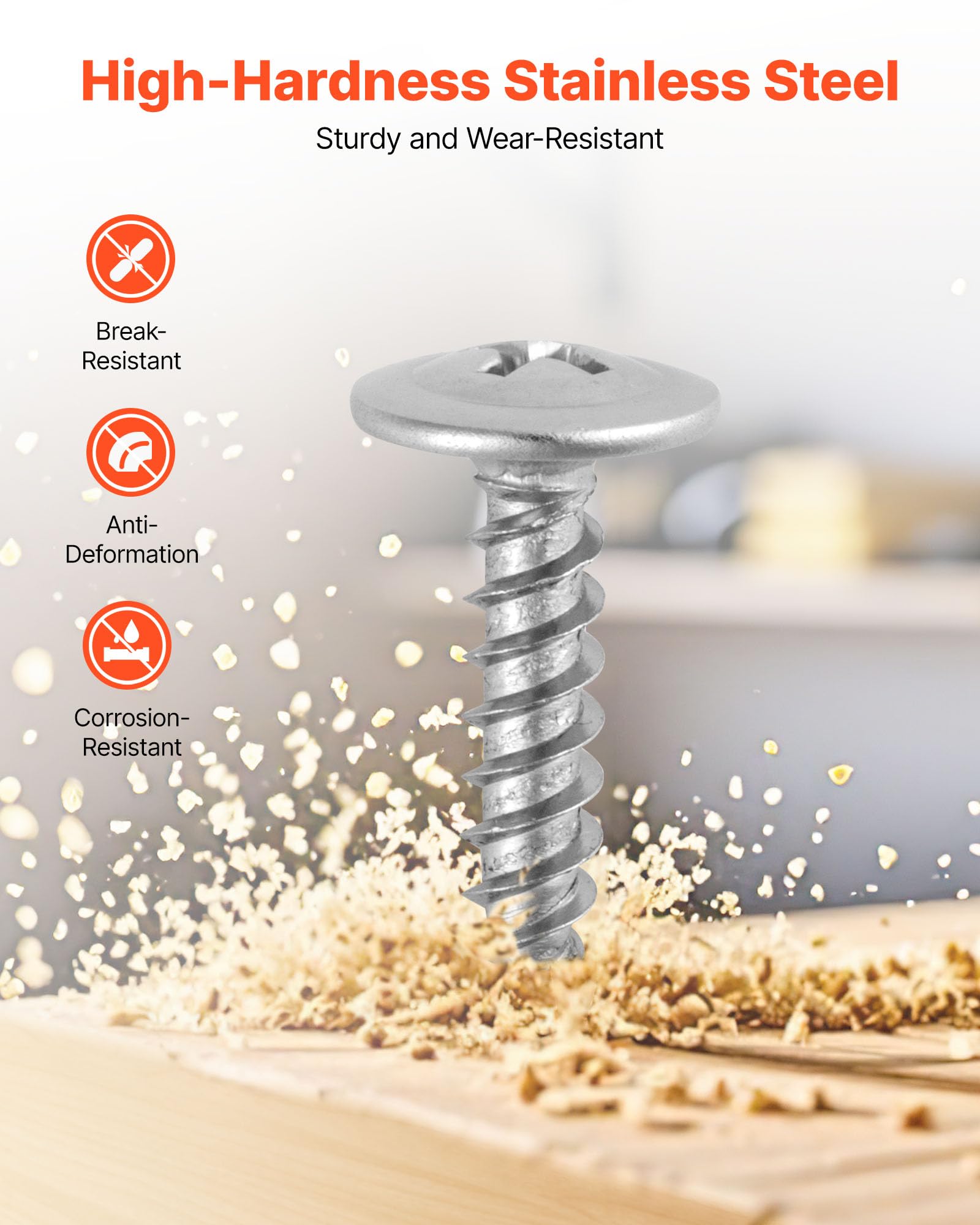 VVEOR - Tornillos autoperforantes para paneles de yeso a madera, anclajes de pared de acero inoxidable multiusos de alta dureza con una broca Phillips, ranura cruzada para renovación del hogar (300