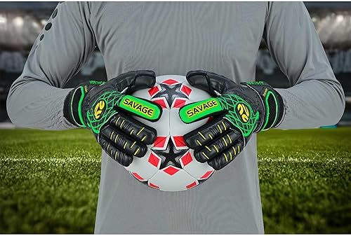 Miniatura 6 de K-LO Guantes de portero Guante de portero de fútbol Savage Blackout  NegroNaranja (unisex, juveniles y adultos)  Protección de la columna vertebral